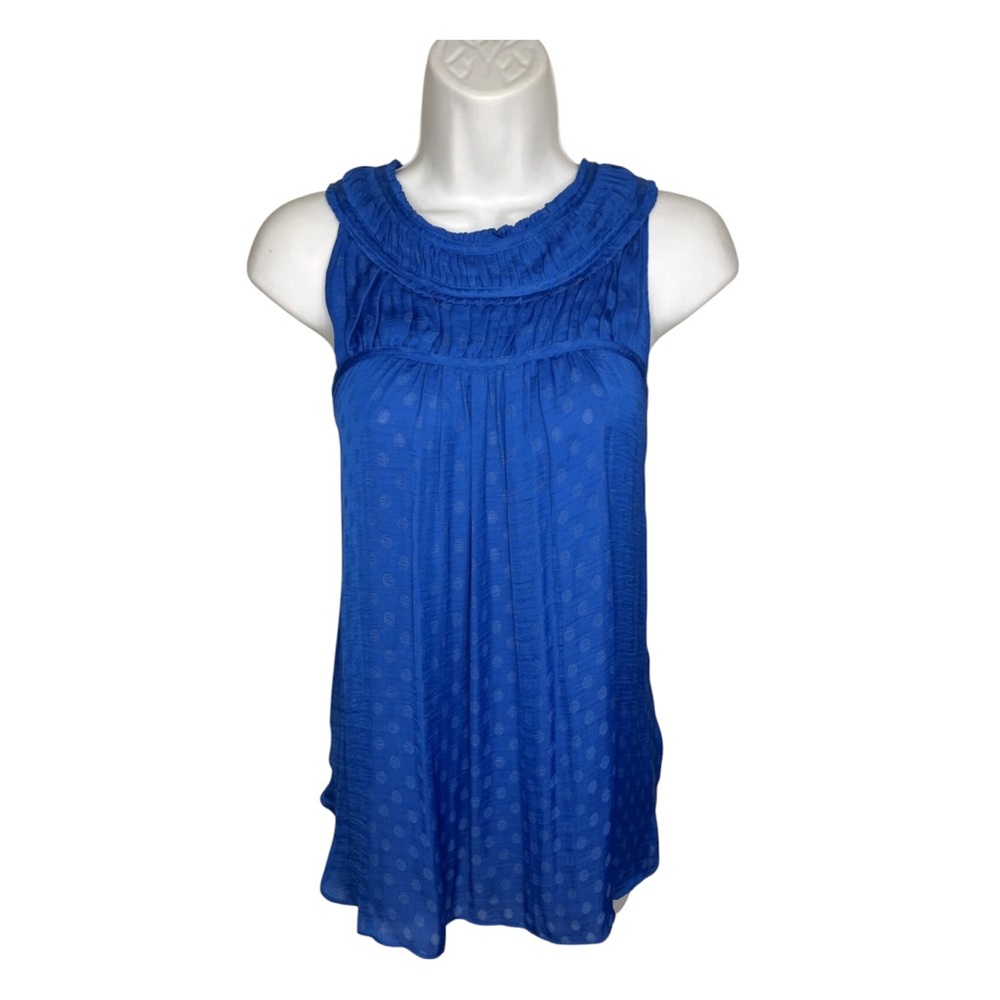 Anthropologie Maeve Royal Blue Clovis Pleated Sleeveless Blouse Top Size 10 EUC - Picture 3 of 11